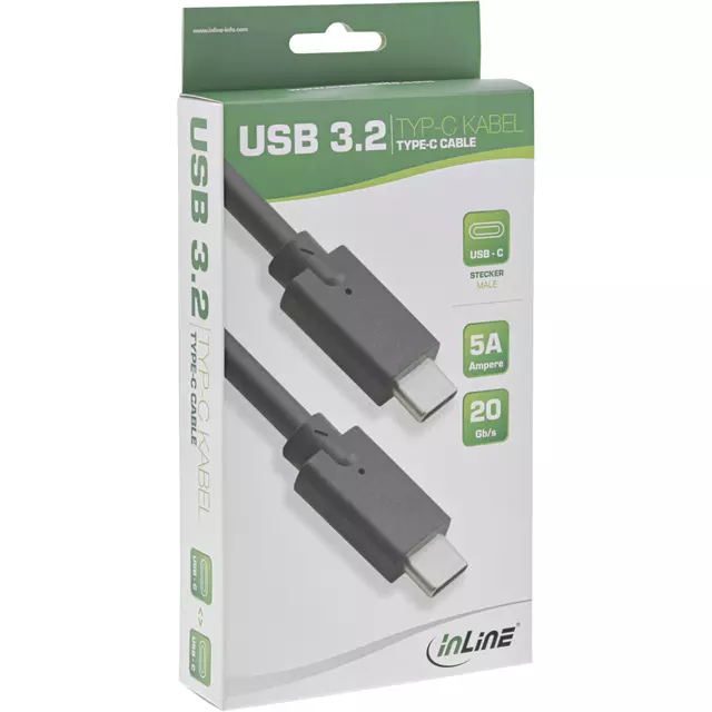 Een Kabel inLine USB-C 3.2 GEN.2 M/M 2 meter zwart koop je bij KantoorProfi België BV