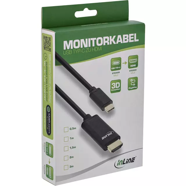 Een Kabel inLine USB-C HDMI 3.1 2.0 4K M/M 2 meter zwart koop je bij Van Leeuwen Boeken- en kantoorartikelen