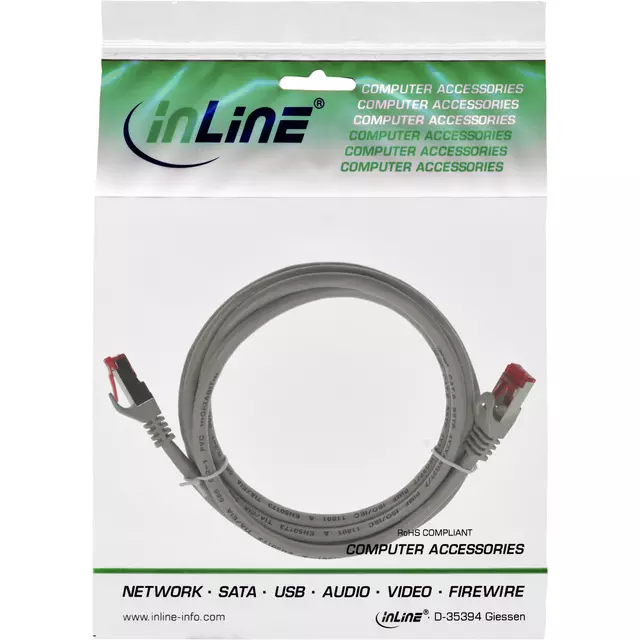 Een Kabel inLine patch CAT.6 S/FTP 3 meter grijs koop je bij Van Leeuwen Boeken- en kantoorartikelen