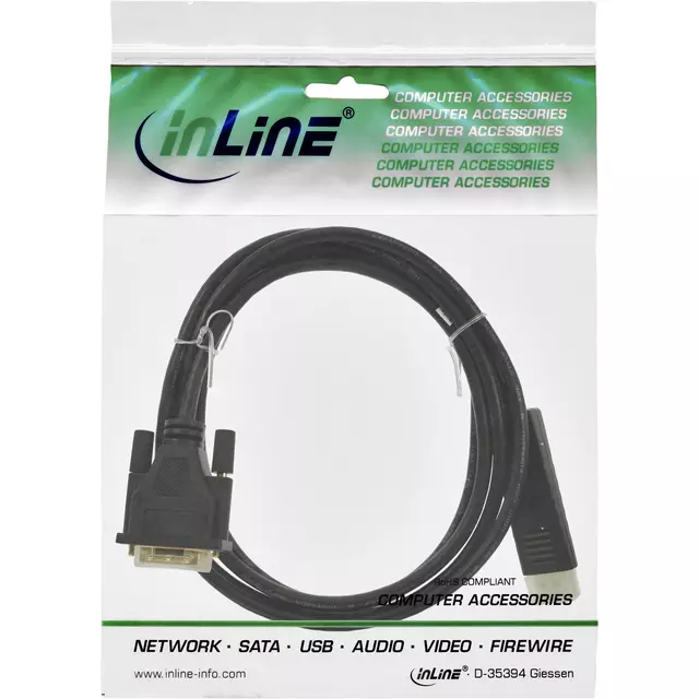 Een Kabel inLine Displayport DVI 24+1 M/M 2 meter zwart koop je bij Van Leeuwen Boeken- en kantoorartikelen