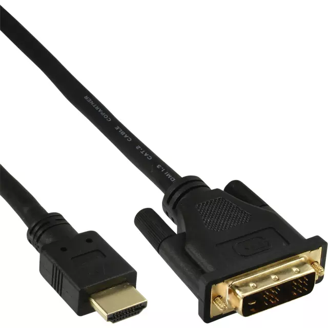 Een Kabel inLine HDMI DVI 18+1 pin M/M 2 meter zwart koop je bij Totaal Kantoor Goeree