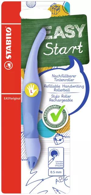 Een Rollerpen STABILO Easyoriginal linkshandig medium pastel luchtig blauw blister à 1 stuk koop je bij Goedkope Kantoorbenodigdheden