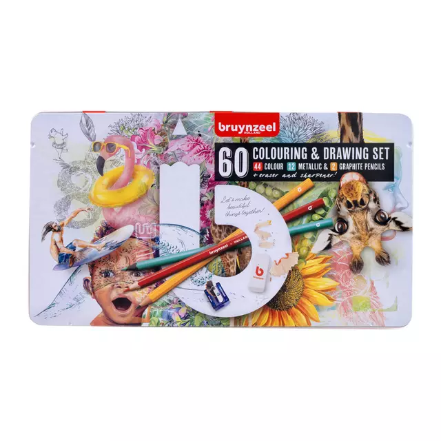 Buy your Colored pencils Bruynzeel creative artist tin 60 pieces assorted at QuickOffice BV