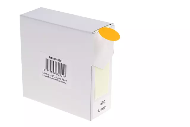 Een Etiket Rillprint 25mm 500st op rol fluor oranje koop je bij Totaal Kantoor Goeree