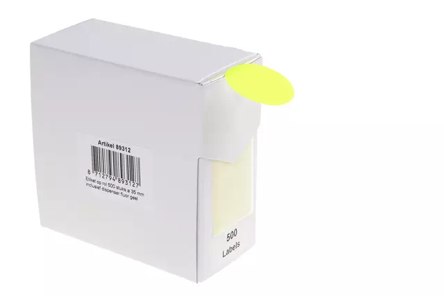 Een Etiket Rillprint 35mm 500st op rol fluor geel koop je bij MV Kantoortechniek B.V.