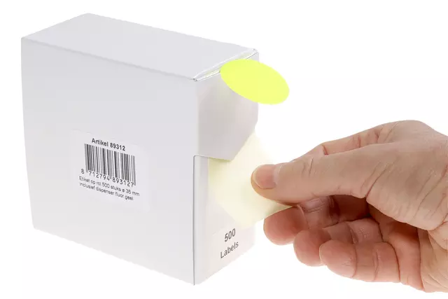 Een Etiket Rillprint 35mm 500st op rol fluor geel koop je bij EconOffice