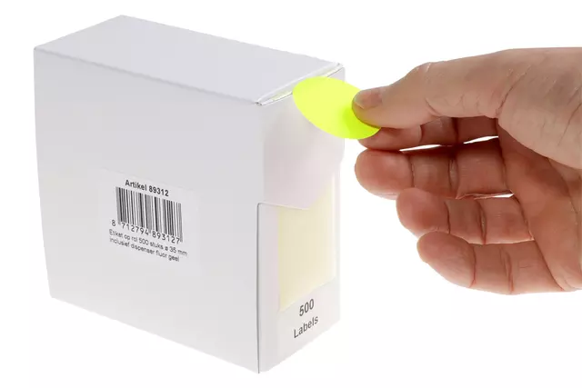 Een Etiket Rillprint 35mm 500st op rol fluor geel koop je bij KantoorProfi België BV