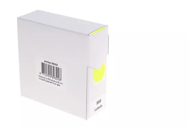 Een Etiket Rillprint 25mm 500st op rol fluor geel koop je bij EconOffice