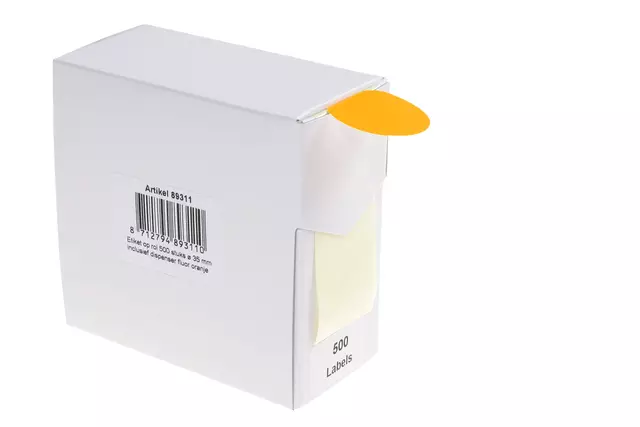 Een Etiket Rillprint 35mm 500st op rol fluor oranje koop je bij Totaal Kantoor Goeree