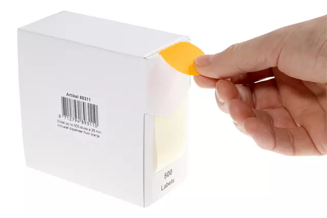 Een Etiket Rillprint 35mm 500st op rol fluor oranje koop je bij L&N Partners voor Partners B.V.