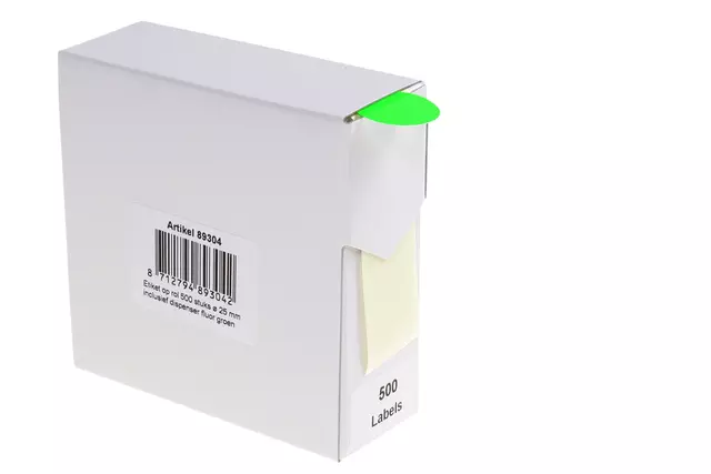 Een Etiket Rillprint 25mm 500st op rol fluor groen koop je bij Totaal Kantoor Goeree