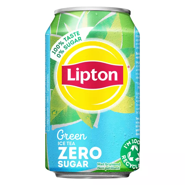 Een Frisdrank Lipton Ice Tea green zero blik 330ml koop je bij Van Leeuwen Boeken- en kantoorartikelen