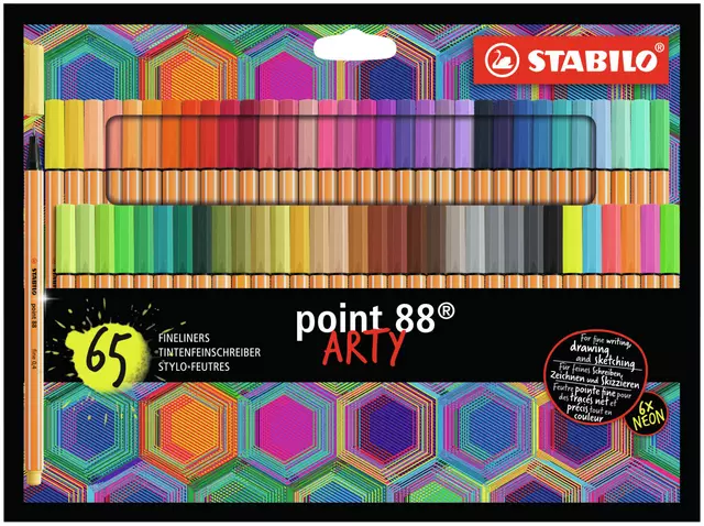 Een Fineliner STABILO point 88/65 Arty fijn assorti set à 65 stuks koop je bij Klik Office BV