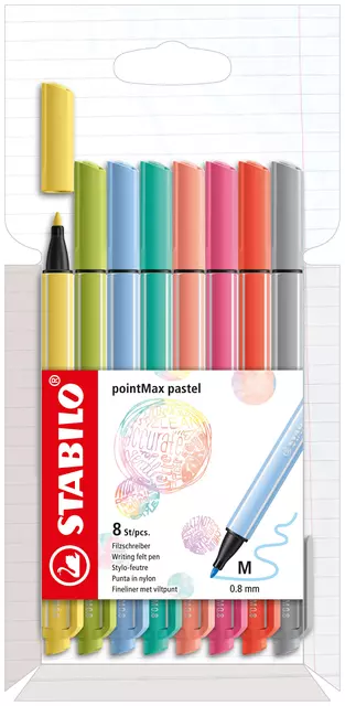 Een Viltstift STABILO pointMax 488/8 medium assorti pastel etui à 8 stuks koop je bij KantoorProfi België BV