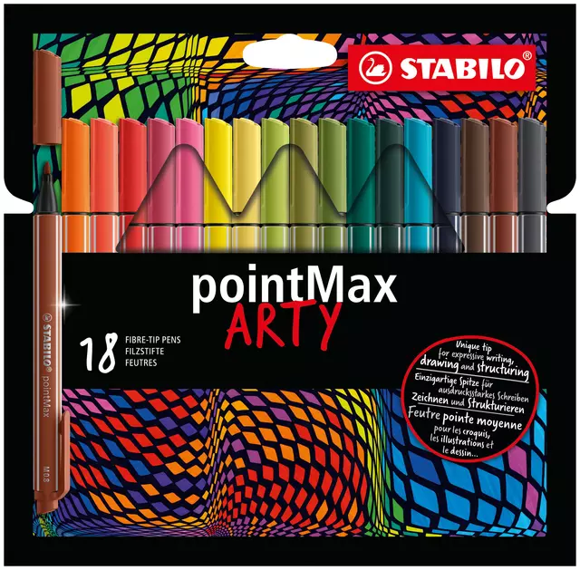 Een Viltstift STABILO pointMax 488/18 Arty medium assorti etui à 18 stuks koop je bij Van Hoye Kantoor BV