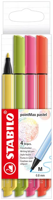 Een Viltstift STABILO pointMax 488/4 medium assorti pastel etui à 4 stuks koop je bij KantoorProfi België BV