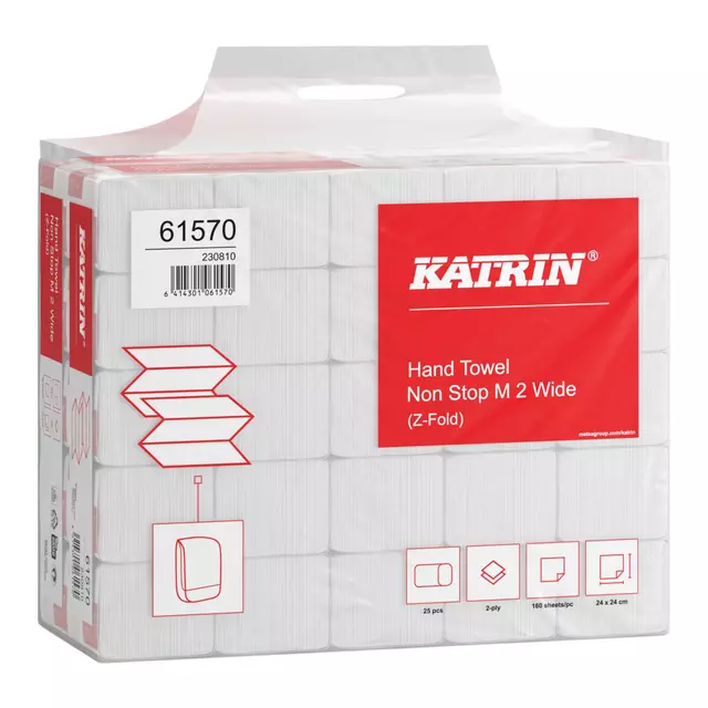 Een Handdoek Katrin Z-vouw 2-laags wit 240x240mm koop je bij Van Hoye Kantoor BV