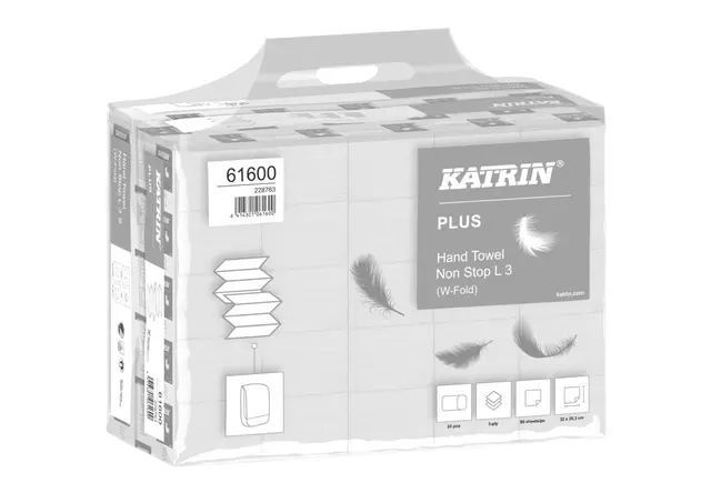 Een Handdoek Katrin 61600 W-vouw Plus 3laags 20,3x32cm 25x90st koop je bij EconOffice