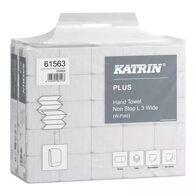 Een Handdoek Katrin W-vouw Plus 3-laags 320x240mm 25x90st koop je bij L&N Partners voor Partners B.V.