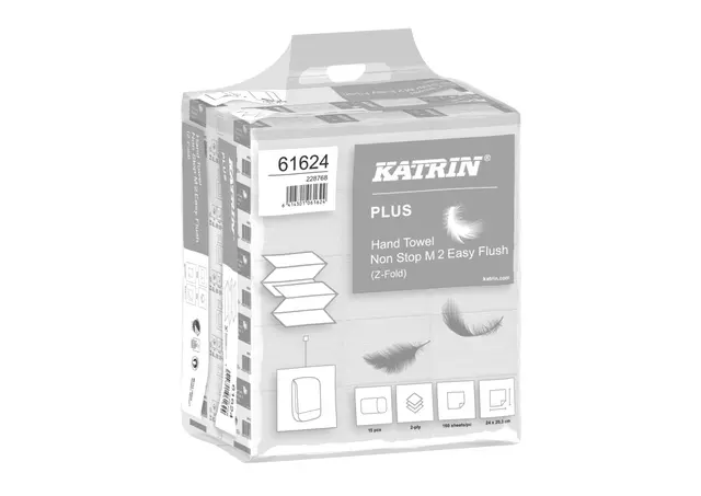 Een Handdoek Katrin 61624 Z-vouw Plus sneloplossend 2laags 20,3x24cm 15x160st koop je bij L&N Partners voor Partners B.V.
