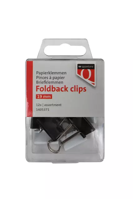 Een Foldback clips Quantore 19 mm assorti 12 stuks koop je bij Goedkope Kantoorbenodigdheden