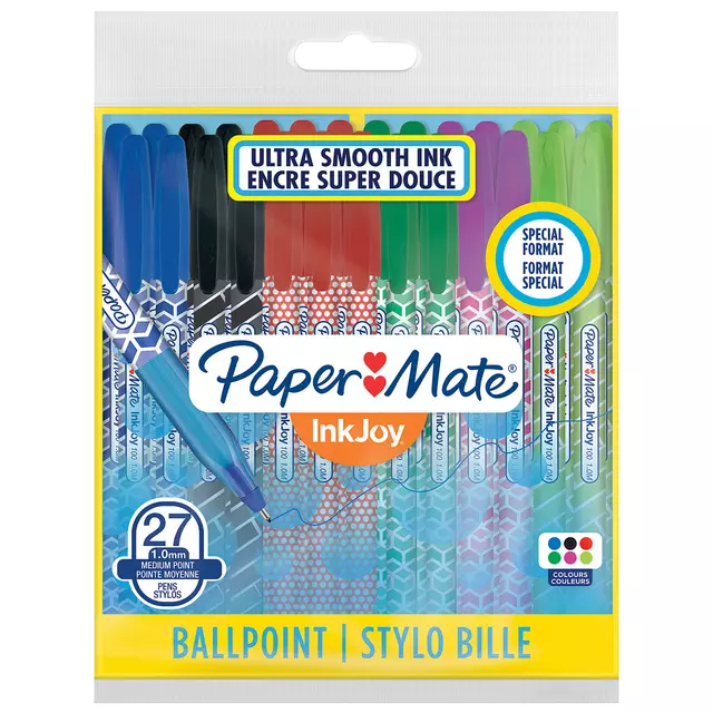 Een Balpen Paper Mate Inkjoy 100 Wrap set à 6 kleuren 27 stuks koop je bij MV Kantoortechniek B.V.