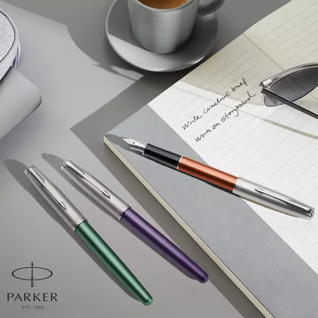 Een Stylo plume Parker Sonnet Essentials Sandblasted Orange CT Medium koop je bij QuickOffice BV