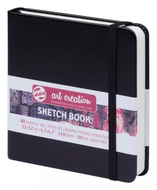 Een Schetsboek Talens Art Creation zwart 12x12cm 140gr 80vel koop je bij EconOffice