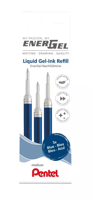 Een Gelschrijvervulling Pentel LR7 Energel medium blauw set à 3 stuks koop je bij Kantoorvakhandel van der Heijde