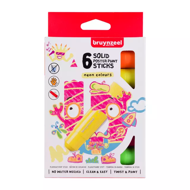 Een Plakkaatverf sticks Bruynzeel Neon 6 kleuren koop je bij EconOffice