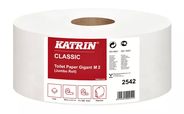 Een Toiletpapier Katrin Jumbo 2-laags wit 1200vel koop je bij NiceSupplies.nl