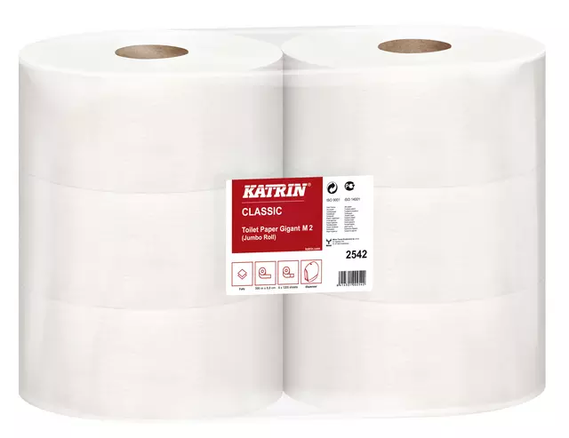 Toiletpapier Katrin Jumbo 2-laags wit 1200vel