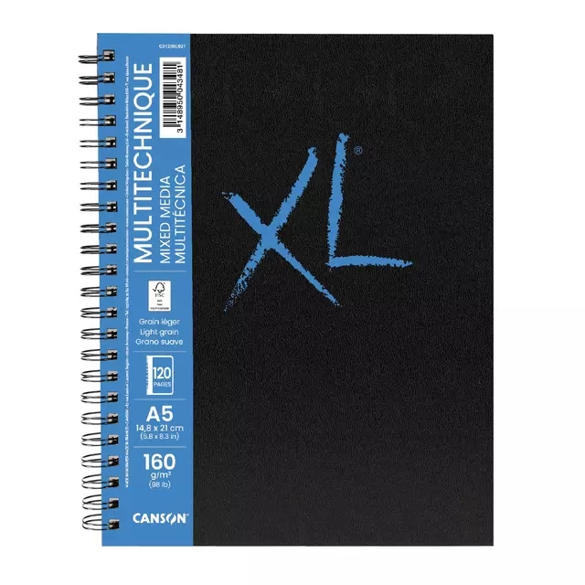 Een Schetsboek Canson Mix Media XL A5 60v 160gr spiraal koop je bij Van Hoye Kantoor BV