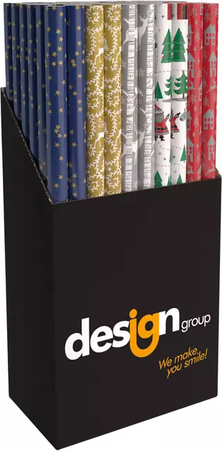 Inpakpapier Kerst metallic 150x70cm assorti