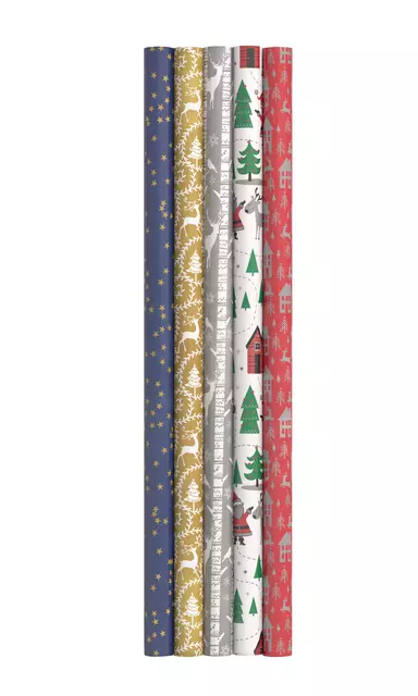 Een Inpakpapier Kerst metallic 150x70cm assorti koop je bij QuickOffice BV