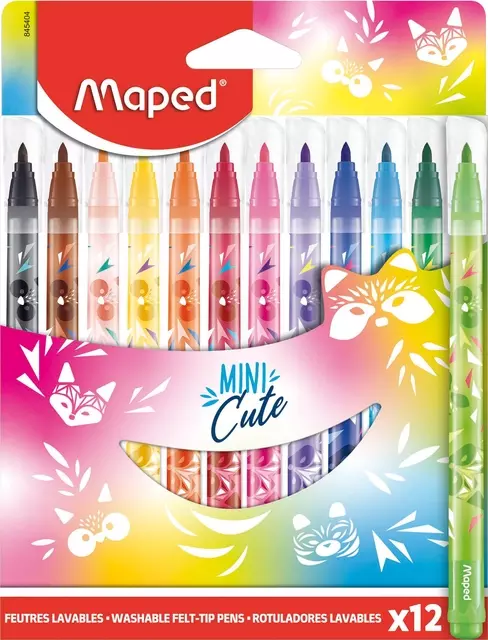 Een Viltstift Maped Mini Cute set á 12 kleuren koop je bij Alles voor uw kantoor