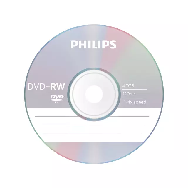 Een DVD+RW Philips 4.7GB 4x SP (10) koop je bij EconOffice
