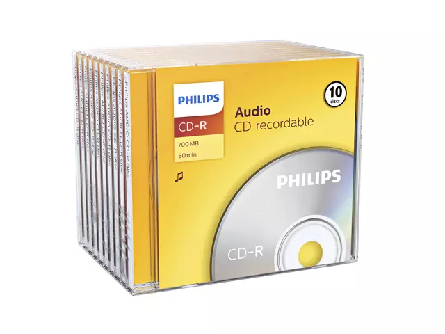 Een CD-R Philips 80Min audio JC (10) koop je bij QuickOffice BV