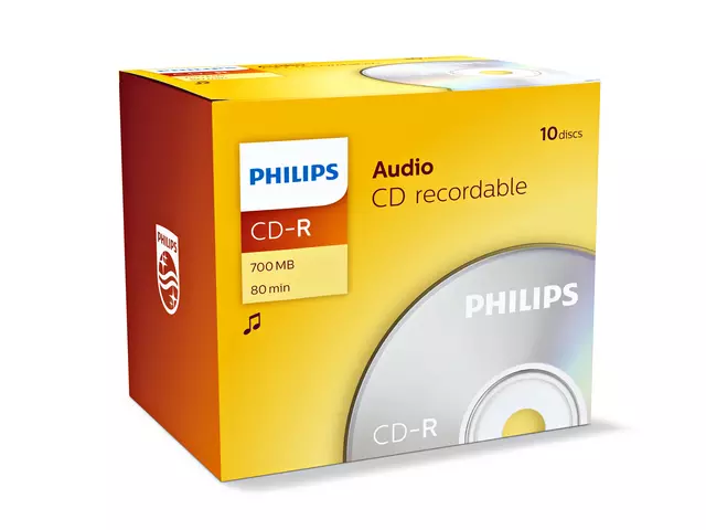 Een CD-R Philips 80Min audio JC (10) koop je bij QuickOffice BV