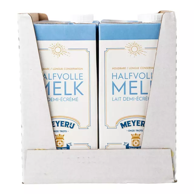Een Melk Meyerij halfvol lang houdbaar 1 liter koop je bij Van Hoye Kantoor BV