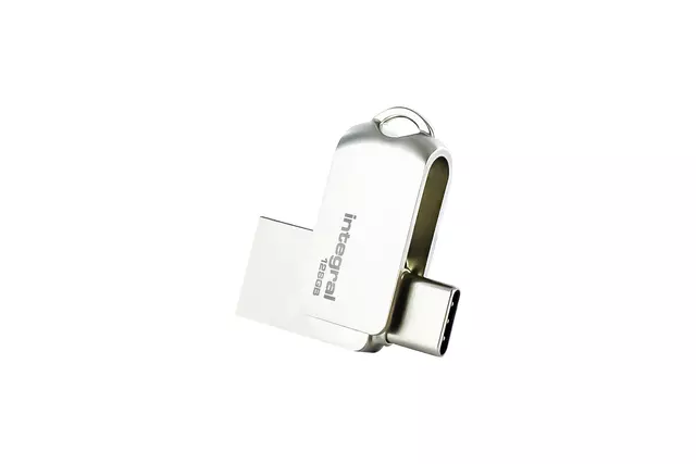 Een USB-stick Integral 3.0 USB-360-C Dual 128GB koop je bij EconOffice