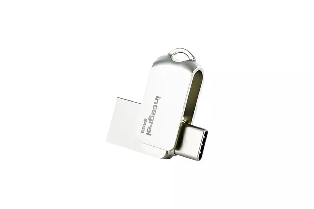 Een USB-stick Integral 3.0 USB-360-C Dual 64GB koop je bij Unimark Office B.V.