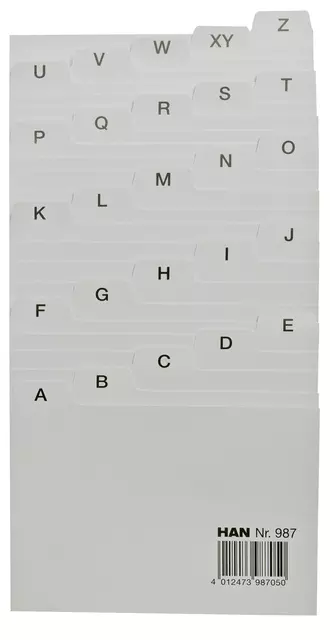 Een Tabkaart Han alfabet A7 HA-987 lichtgrijs koop je bij KantoorProfi België BV
