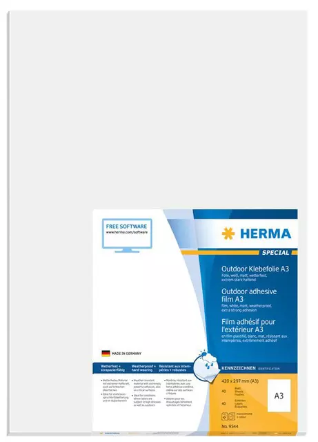Een Etiket HERMA 9544 297x420mm weerbestendig wit 40stuks koop je bij Van Hoye Kantoor BV