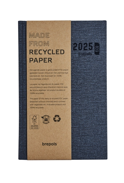 Een Agenda 2025 Brepols Ecoday Kazar 1dag/1pagina blauw koop je bij Tonerinktshop