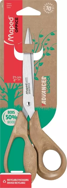 Een Schaar Maped Advanced Wood 21cm koop je bij Van Leeuwen Boeken- en kantoorartikelen