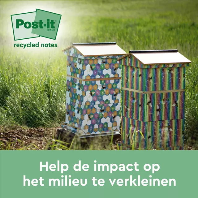 Een Memoblok Post-it 654 RSS12COL 76x76mm recycled colour notes koop je bij Van Hoye Kantoor BV