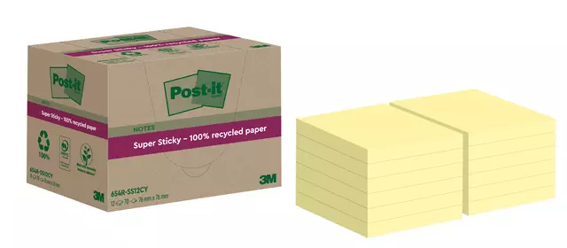 Een Memoblok 3M Post-it 654 RSS12CY 76x76mm geel koop je bij EconOffice