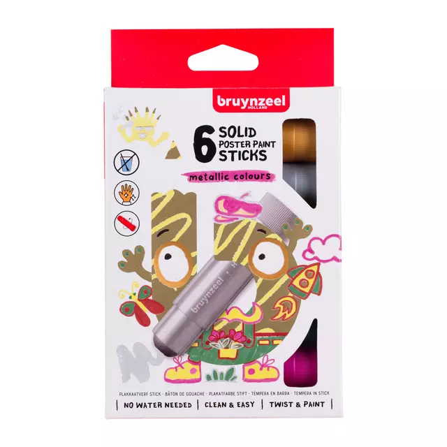 Een Plakkaatverf sticks Bruynzeel set á 6 metallickleuren koop je bij NiceSupplies.nl