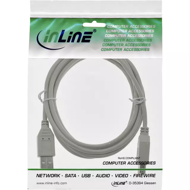 Een Kabel Inline verlengkabel USB-A 2.0 M-V 3 meter grijs koop je bij KantoorProfi België BV